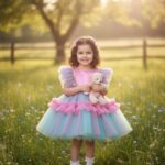Kız Çocuk Pembe Mavi Tütü Detaylı Kabarık Pul Payet Prenses Abiye Elbise