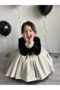 Kız Çocuk Premium Deluxe Siyah Kadife Bağcıklı Yelek Detaylı Özel Gün Cosplay Elbisesi + Toka - Image 2