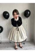 Kız Çocuk Premium Deluxe Siyah Kadife Bağcıklı Yelek Detaylı Özel Gün Cosplay Elbisesi + Toka - Image 3