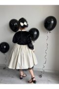 Kız Çocuk Premium Deluxe Siyah Kadife Bağcıklı Yelek Detaylı Özel Gün Cosplay Elbisesi + Toka - Image 8