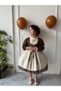 Premium Kahverengi Bağcıklı Yelek Detaylı Özel Gün Cosplay Elbisesi + Toka - Image 5