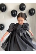 Siyah Tam Kloş Uçuş Uçuş Karolin Abiye Kız Çocuk Elbise