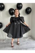 Siyah Tam Kloş Uçuş Uçuş Karolin Abiye Kız Çocuk Elbise - Görsel 3