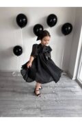 Siyah Tam Kloş Uçuş Uçuş Karolin Abiye Kız Çocuk Elbise - Görsel 7