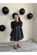 Siyah Tam Kloş Uçuş Uçuş Karolin Abiye Kız Çocuk Elbise - Görsel 8