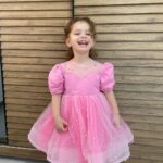 Pembe İnci Tül Kalp Yaka Kız Çocuk Abiye Elbise+ Toka