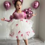 Kız Çocuk Fuşya Pembe Doğum Günü Mini Fiyonk Detaylı Tütü Abiye Parti Elbise, + Toka + Kolluk