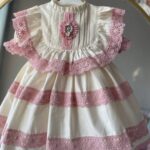 Pudra Güpür Antialerjik Kız Çocuk Doğum Günü Özel Tasarım Vintage Elbise + Toka