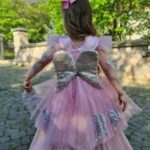 Melek Kanatlı Pembe Kuyruklu Çocuk Abiye Elbise