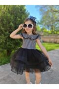 Prenses Tüllü Kabarık Siyah Beyaz Kız Çocuk Abiye Elbise