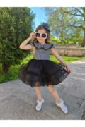 Prenses Tüllü Kabarık Siyah Beyaz Kız Çocuk Abiye Elbise - Görsel 2