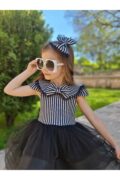 Prenses Tüllü Kabarık Siyah Beyaz Kız Çocuk Abiye Elbise - Görsel 5