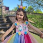 Unicorn Kız Çocuk Çiçekli Abiye Elbise + Taç