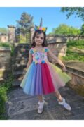 Unicorn Kız Çocuk Çiçekli Abiye Elbise + Taç - Görsel 5