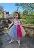 Unicorn Kız Çocuk Çiçekli Abiye Elbise + Taç - Görsel 7