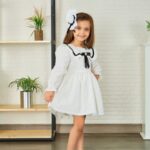 Fisto %100 Pamuk Natural Beyaz Kız Çocuk Elbise Toka