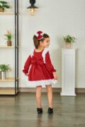 Kız Çocuk Elbise Kırmızı Vintage, Dantel, Prenses, Abiye, Doğumgünü Elbise - Görsel 2