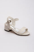 Kız Çocuk Krem Saten Açık Topuklu Düğün Ayakkabısı - Görsel 6