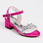 Şeffaf Taşlı Fuşya Kız Çocuk Abiye Ayakkabı