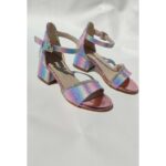 Prenses Model  Gökkuşağı Renkli Kız Çocuk Topuklu Abiye Ayakkabısı