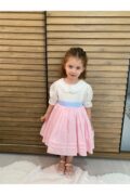 Kız Bebek Bebe Yaka Organik Pamuklu Kabarık Doğum Günü Elbisesi + Toka - Görsel 7