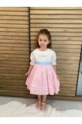 Kız Bebek Bebe Yaka Organik Pamuklu Kabarık Doğum Günü Elbisesi + Toka - Görsel 8