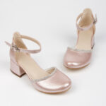 Pembe İnci Sedefli Kız Çocuk Ortopedik Kapalı Topuklu Prenses Ayakkabı
